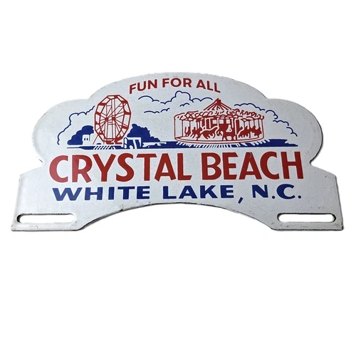 Vintage Crystal Beach NC License Plate Topper - Sign Ad on Automobile Topper