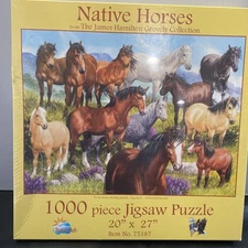 SUNSOUT NATIVE HORSES 1000 PC JIGSAW PUZZLE JAMES HAMILTON GROVELY New Sealed