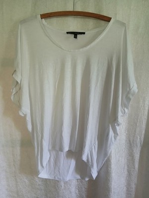 W Sz XS WHBM Solid Simple Classic White Top Tapered Waist Embellished Slinky NEW