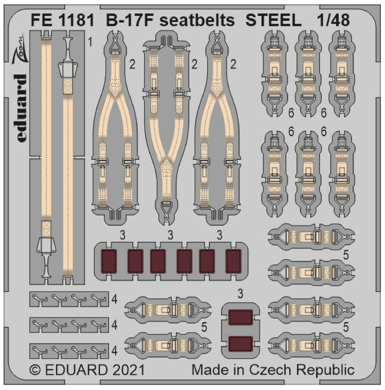Eduard EDFE1181 1:48 Boeing B-17F Flying Fortress seatbelts STEEL