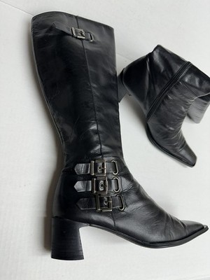 SPIRAL Black  Leather  Women s Boots Size 40 Made in Spain
