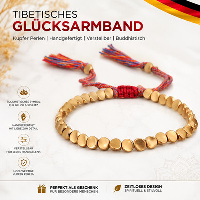 Tibetisches Glücksarmband Kupfer Perlen Handgefertigt Verstellbar Buddhistisch