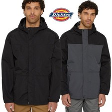 Dickies Waterproof Rain Jacket Full Zip Hood Outdoor Workwear Black or Charcoal