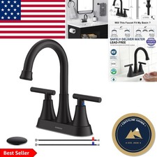 Water-Saving Matte Black Bathroom Faucet - Stylish 4-Inch Centerset Solution