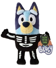 Super Rare 9 Inch Bluey Halloween Plush  Skeleton Dog Glow In The Dark