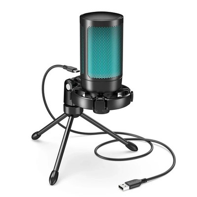 AmpliGame by FIFINE RGB USB Gaming Mikrofon mit Light-Touch Stummschaltung, Kondensator Mi