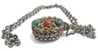 Bedouin antique necklace 19th century with 4 gem stones 36" chain