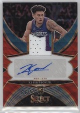2024-25 Panini Select Rookie Jersey Red Wave Prizm 9/99 KJ Simpson Jr Auto 12po