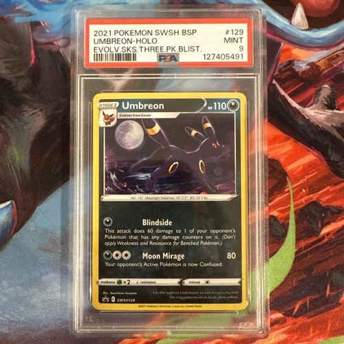 Umbreon SWSH129 Holo Promo - from Evolving Skies 3 Pack Blister - PSA 9