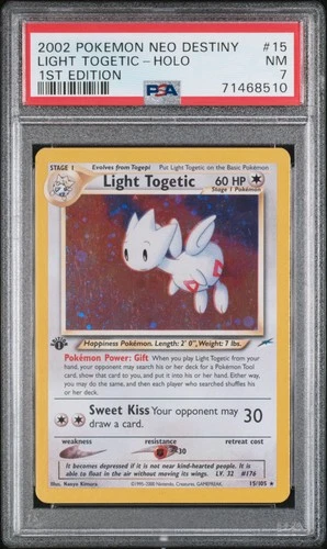 LIGHT TOGETIC Neo Destiny 1st Edition Holo Rare #15 PSA 7 Vintage Pokemon