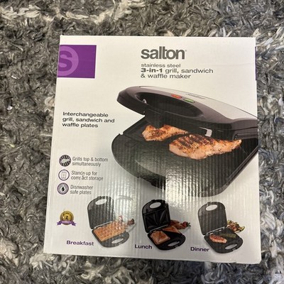 Salton 3-in-1 Sandwich Maker, Waffle Maker, Grill Black SM1543