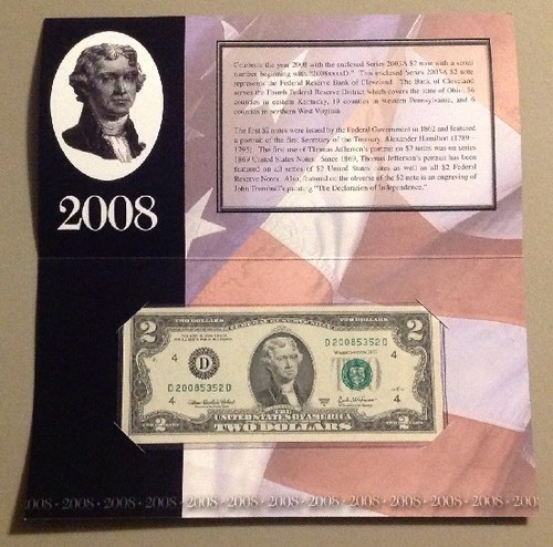 2008 BEP $2 Single Note - CLEVELAND . 100% OGP/ USMINT - Picture 2 of 5