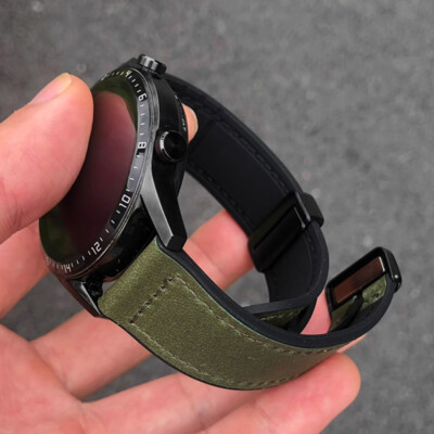 Leder &Silikon Armband für Samsung Galaxy Watch 3 4 5 6 7 FE Active 2 40/44mm S3
