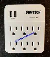 UL Surge Protector 6 Outlet Power Splitter Electrical Outlet Adapter 2 USB Ports