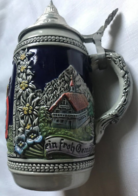 Gerz Beer Stein W. Germany, Ein Froh Gemut, #8, Great Condition