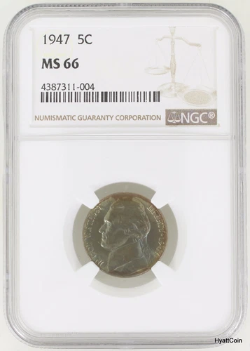1947 P Jefferson Nickel 5C NGC MS66 Toned