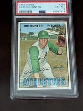 1967 Topps Baseball 369 Jim "Catfish" Hunter HOF PSA 6 EX-MT Check Centering