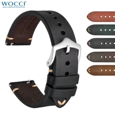 WOCCI Men's Watch Bands Leather Straps 18mm 20mm 22mm Quick Release Multicolor
