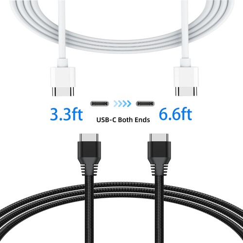 Dual Type-C Fast Charging Data Cable 60W/100W PD QC3.0 Black/White 6.6ft/9.9ft - Picture 2 of 24