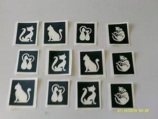 Cat themed stencils for glitter tattoos / airbrush mixed cats girls children
