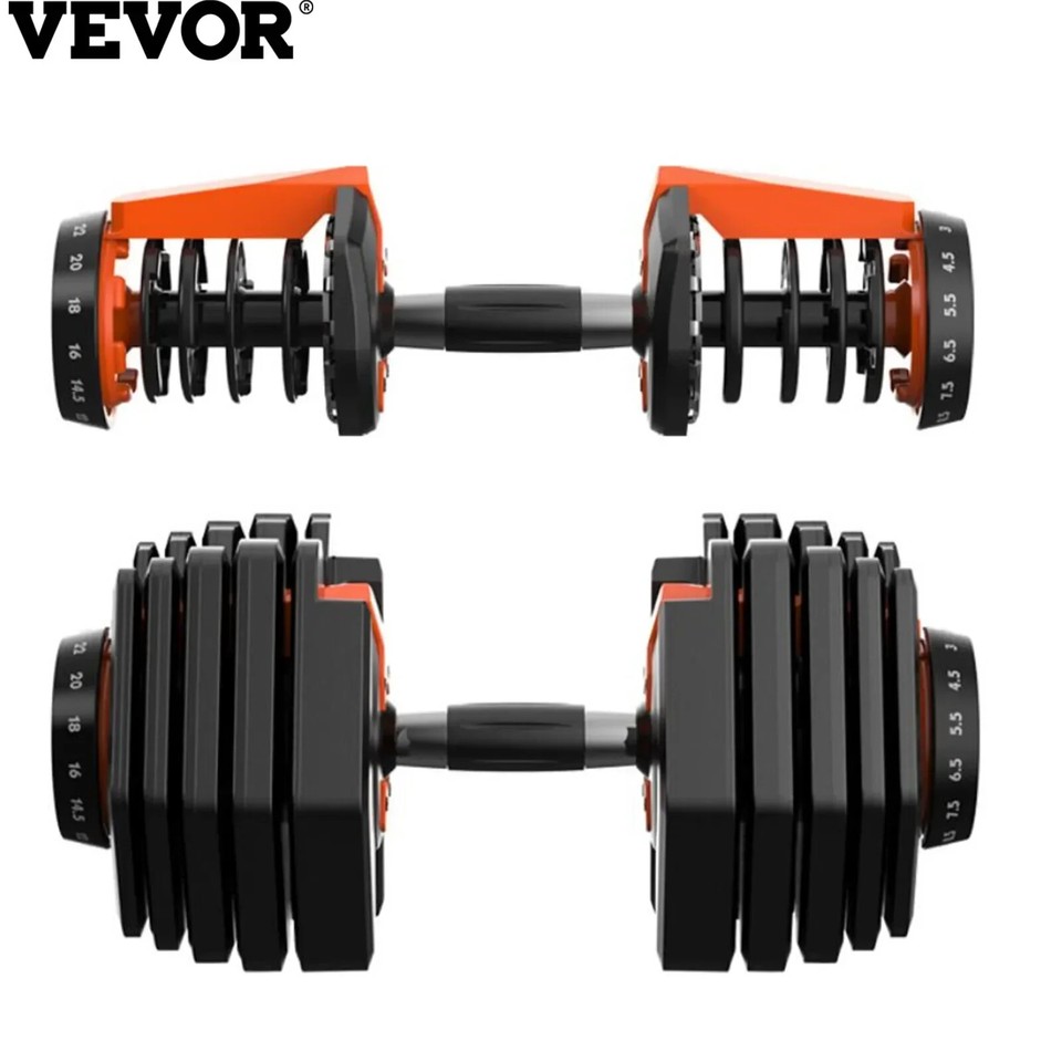 VEVOR Set de Mancuernas 24kg/52.5lbs Ajustable Casa Gimnasio Fitness Musculación