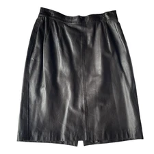 Vintage 80’s 90’s Nancy Heller Chocolate Leather Mini Skirt
