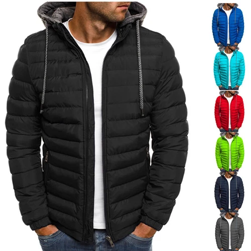 Männer Winter Warme Kapuze Mantel gesteppt Gepolsterte Blase Jacke Tops Outwear - Bild 3 von 27