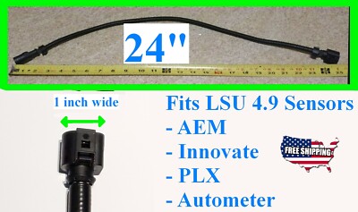 2FT 24inch LSU 4.9 for Bosch AEM NTK Air Fuel O2 Sensor Extension Harness LSU4.9