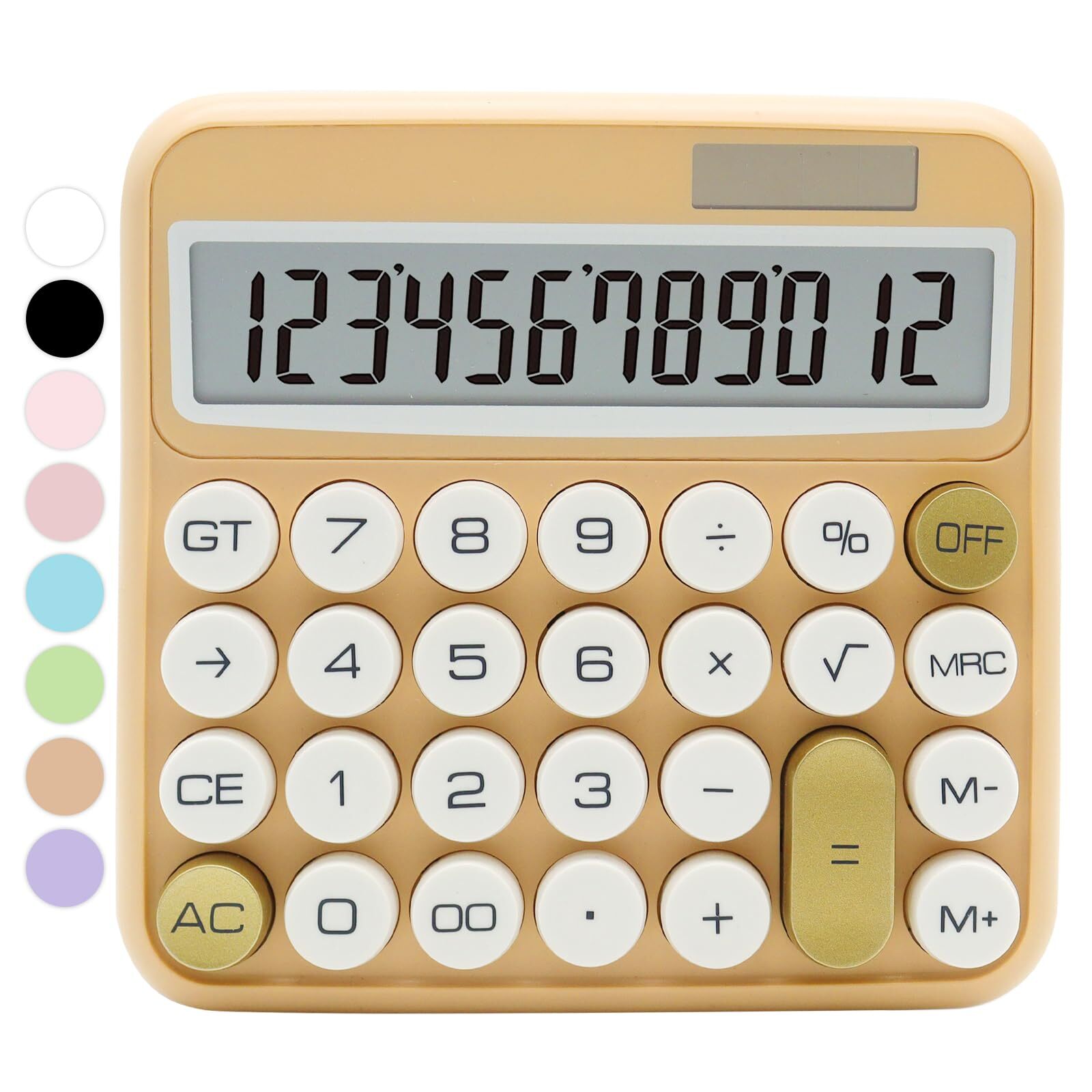 White Calculator Beige Standard Calculator 12 Digit with Large LCD Display an...-image