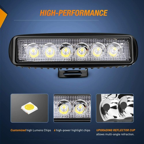 Nilight Single Row 18W LED Light Bar Spot Beam Fog Driving Lamps Off Road ATV x4 - Picture 3 of 9