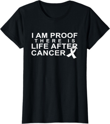 I'm Proof There's Life After Cancer Awareness Ladies' Crewneck T-Shirt