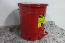 Justrite 09500 14 Gal Cap Red Powder Coated Steel Oily Waste Can