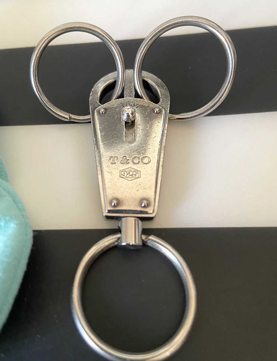 Tiffany & Co. 1837 Sterling Silver & SS Valet Keychain Key Ring VGC,  Engraved.