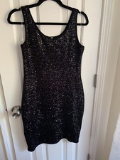 Pink Blush Sequin Black Tank Dress Size Large NWT