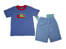 Claire Charlie Boutique Boy's School Short Set 2 Piece Blue Size 6 NWT