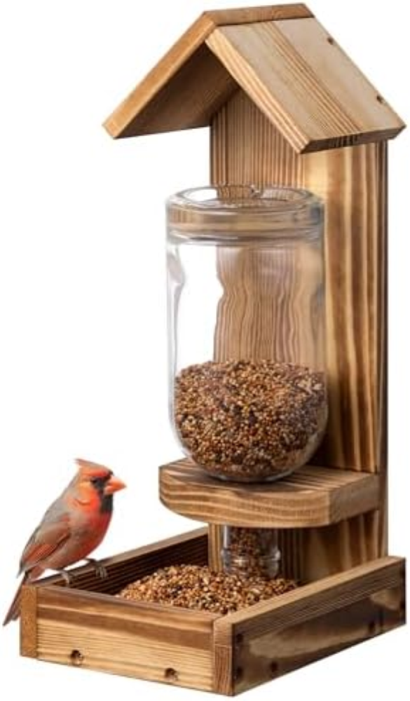 Navaris Mangiatoia per Uccelli - Porta Mangime per Uccellini da Esterno - Casett