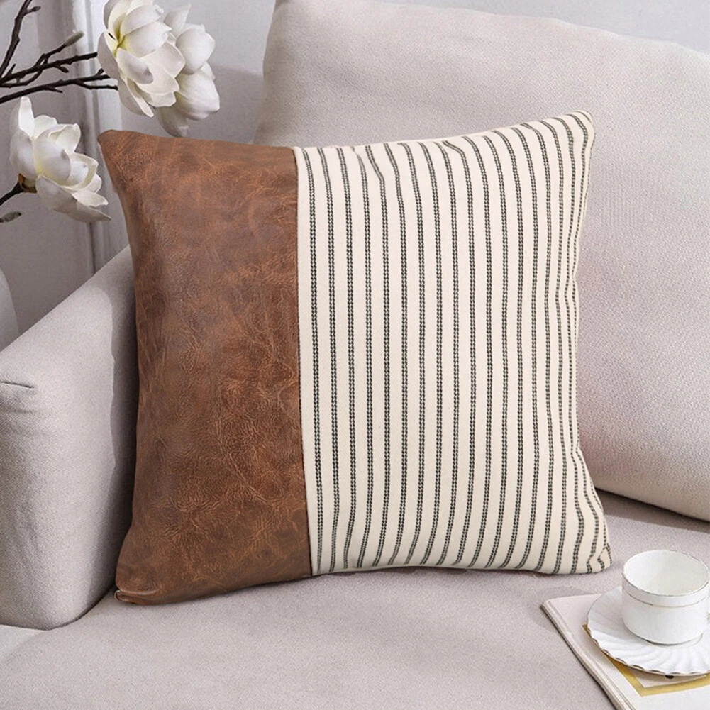 Faux leather top pillow cases