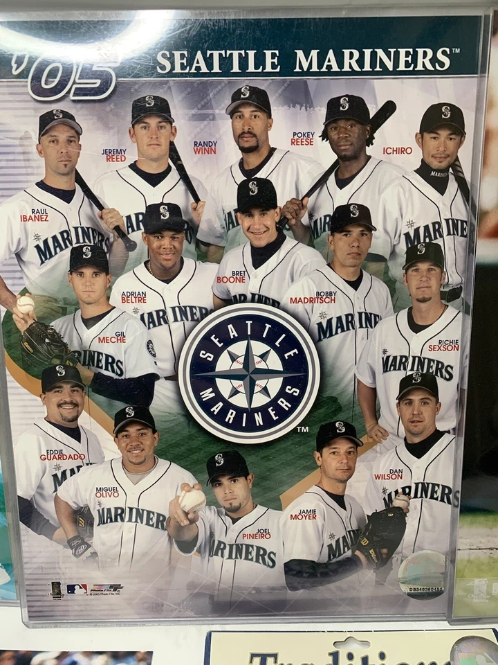 Lote de mercancías de los Marineros de Seattle banderines Brian Hunter autógrafo e imagen de lista Foto 4 de 4