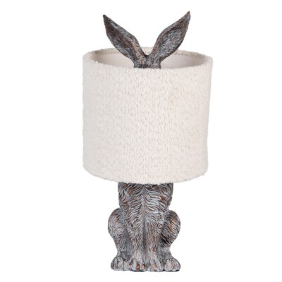 6LMC0111W Elegante Hasenohren: Tischlampe in charmantem Silber    Clayre & Eef