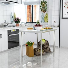 2 Layer Work Station Stainless Steel Platform Kitchen Food Prep Desk Undershelf