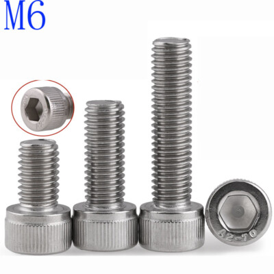 M6 x 1.0 / 6mm 304 Stainless Steel SOCKET HEAD Caps Screws DIN 912 A2/70