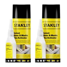 Stanley A552 Stone & Marble Glue CA Adhesive + Activator  3.4 + 13.5oz - 2 Pack