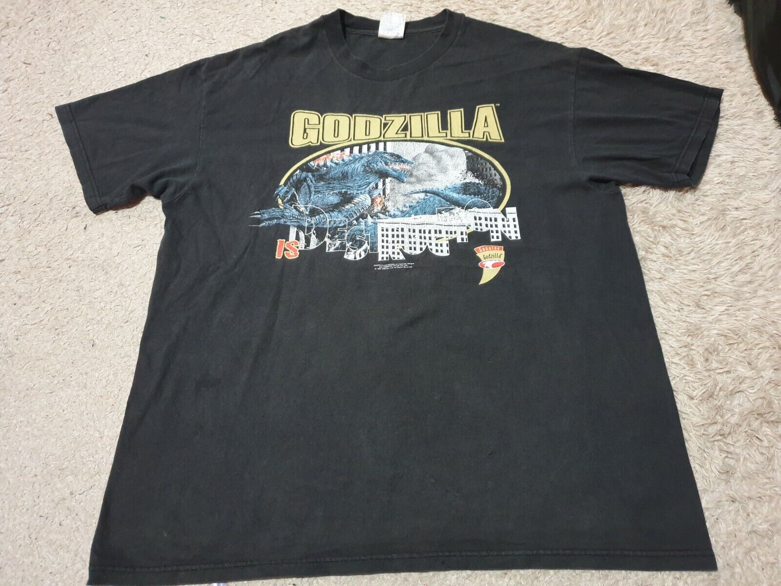 Loiter X Godzilla Lighting Vintage T-Shirt Vintage Black