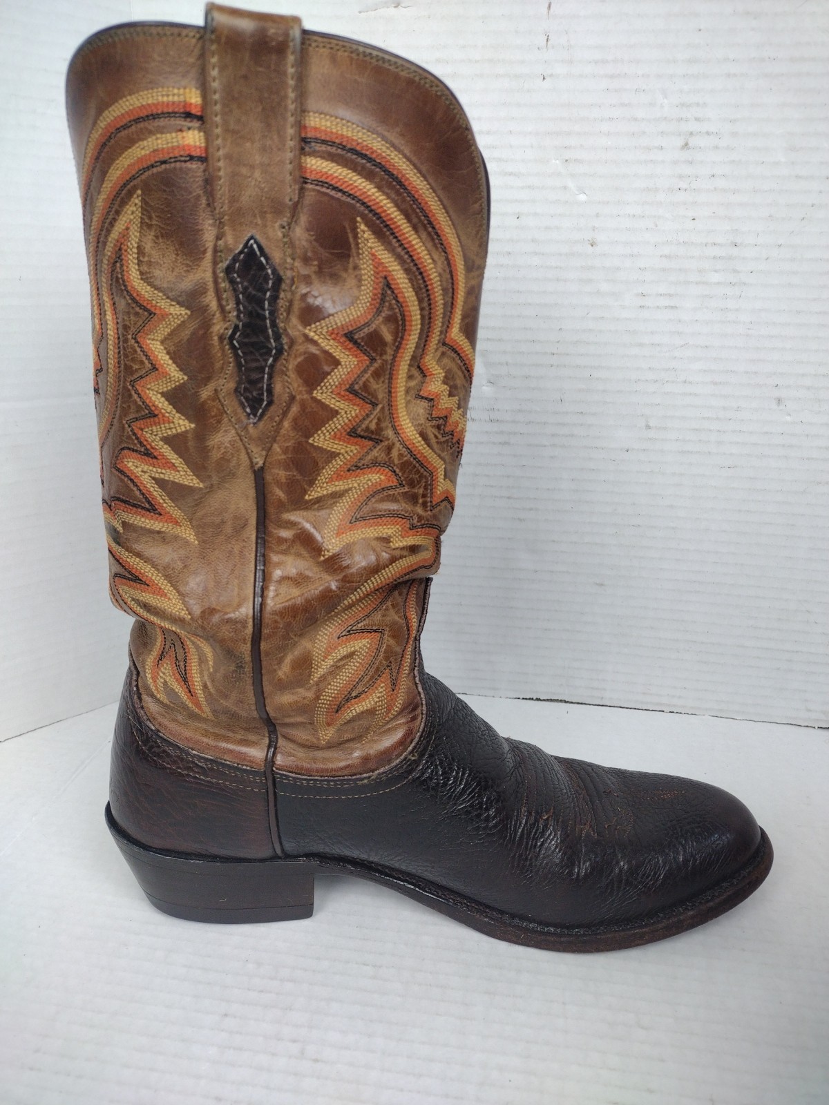 Lucchese Boots Caiman Mens 9 D Brown 1883 Vibrant Colored Embroidery image 8