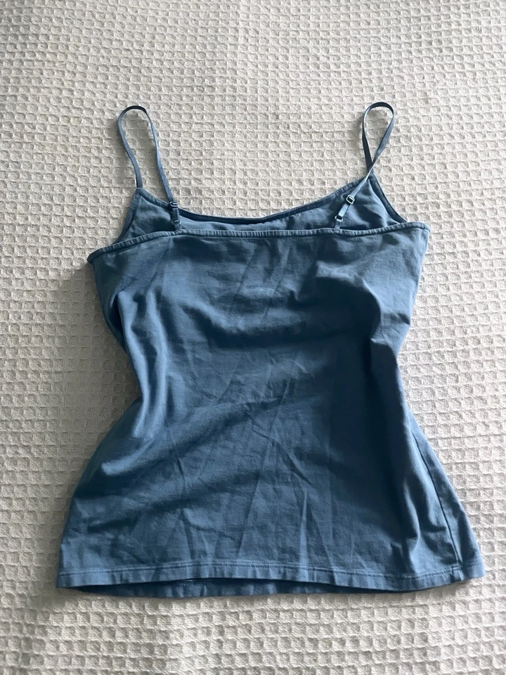 Gap Y2K Vintage Algodón Cami Top Azul, XS Pequeño Elástico, Sujetador Estante Foto 3 de 4