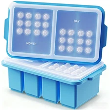 Best 1 Cup Silicone Freezer Tray Ice Cubes with Lids and Date Mark for Storing