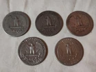 Lot of 5 Quarters for Silver Content, 1934, 1946, 1954, 1962, 1963, US Coins