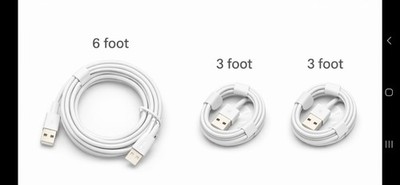 USB Charging & Data Sync Cable Set White Plastic 6ft & 3ft 1 Port Plain Design