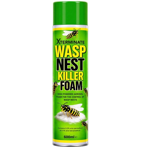 Xterminate Wasp Nest Killer Spray Foam 600ml, Maximum Strength Kills Wasps,