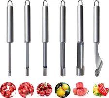 6 Pieces Corer and Pitter Fruit & Vegetable Multi-Function Stainless Corer an...